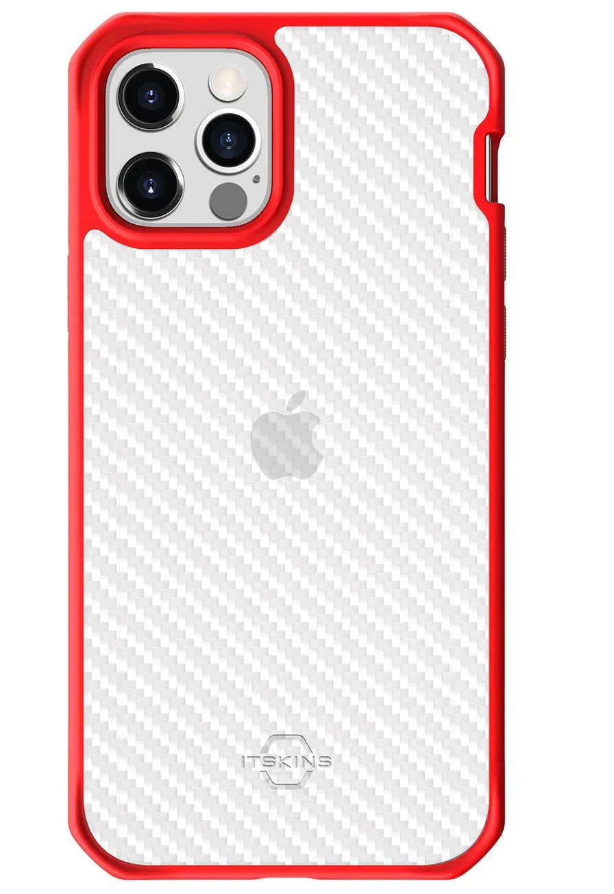 Itskins Hybrid Tek iPhone 12 & 12 Pro Case -Red And Transparent - Tashqila Itskins Hybrid Tek iPhone 12 & 12 Pro Case -Red And Transparent - Tashqila